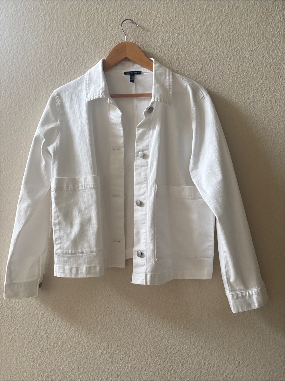 EILEEN FISHER White organic cotton jean jacket size small